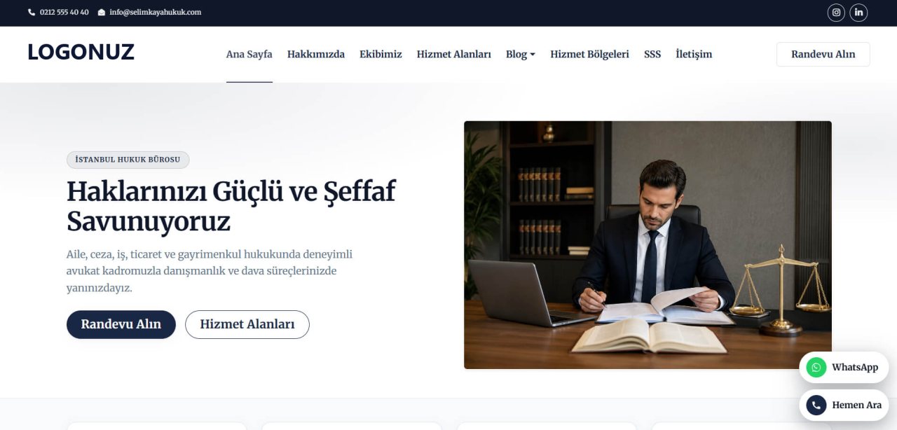 Avukat Web Sitesi Tasarımı örnek ekran görüntüsü
