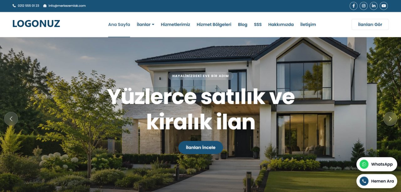 Emlak Ofisi Web Sitesi Tasarımı örnek ekran görüntüsü