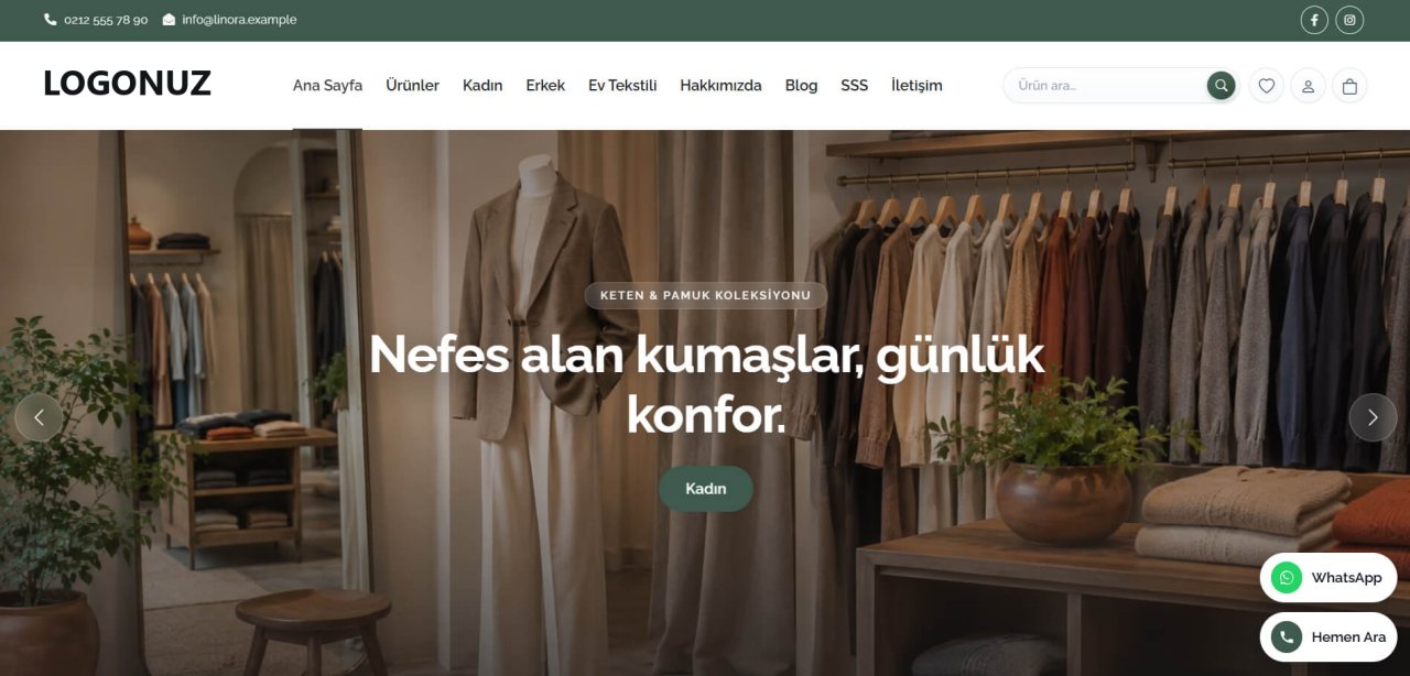 E-Ticaret Web Sitesi Tasarımı örnek ekran görüntüsü