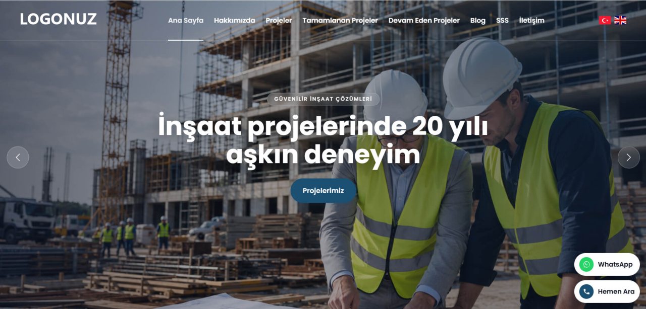 İnşaat Şirketi Web Sitesi Tasarımı örnek ekran görüntüsü