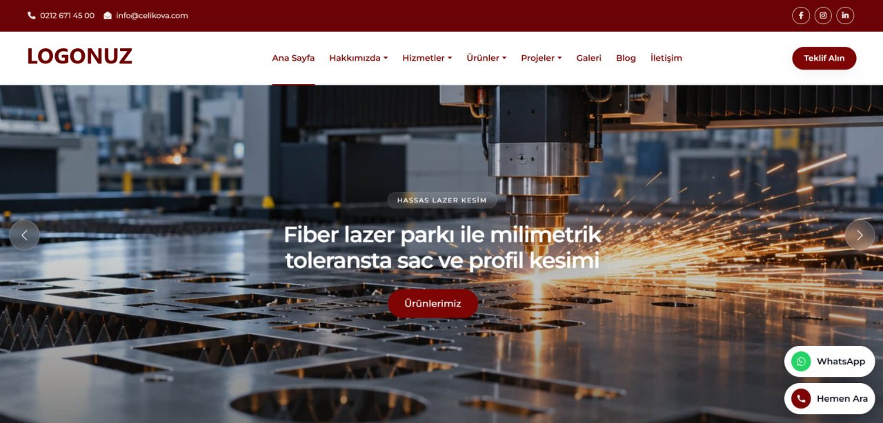 Metal Sanayi Web Sitesi Tasarımı örnek ekran görüntüsü