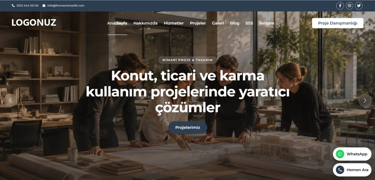 Mimarlık Ofisi Web Sitesi Tasarımı örnek ekran görüntüsü