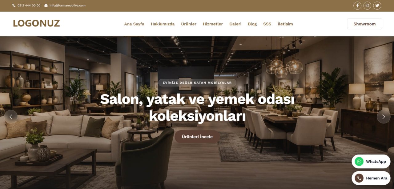 Mobilya Mağazası Web Sitesi Tasarımı örnek ekran görüntüsü