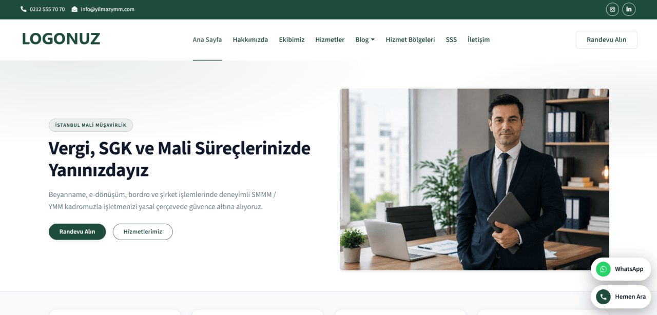Muhasebe Web Sitesi Tasarımı örnek ekran görüntüsü
