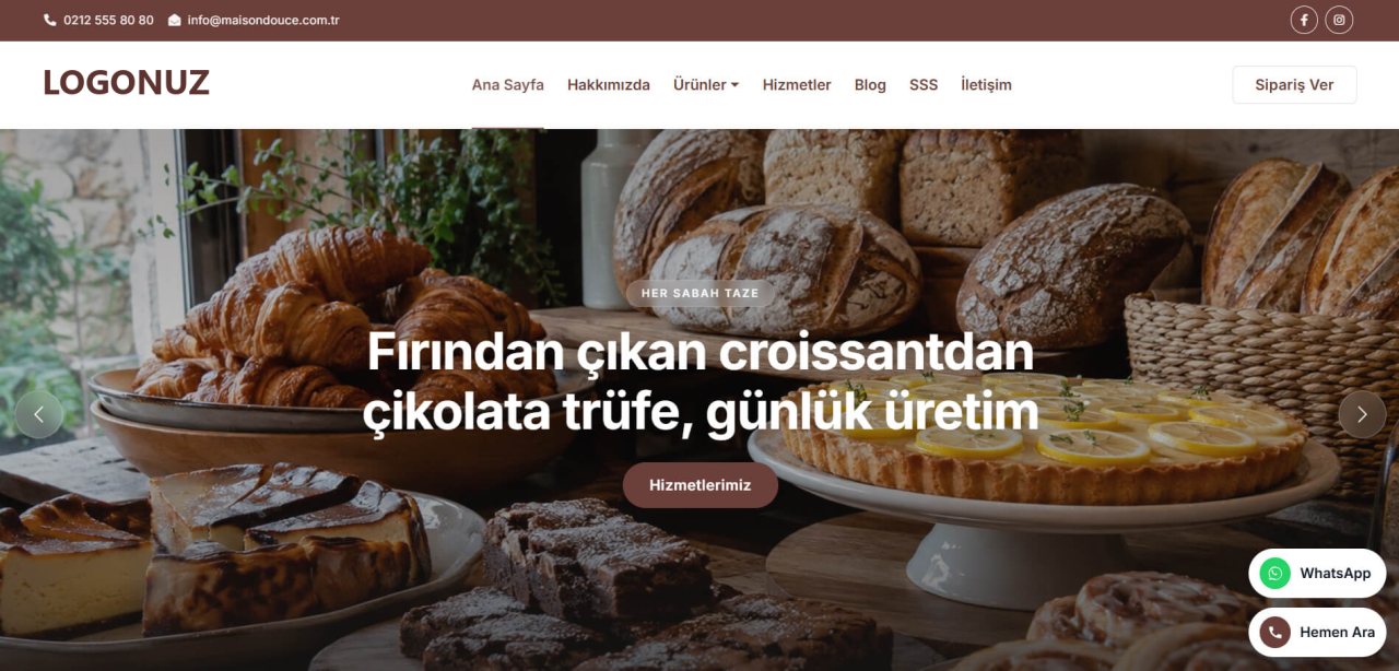 Patisserie Web Sitesi Tasarımı örnek ekran görüntüsü