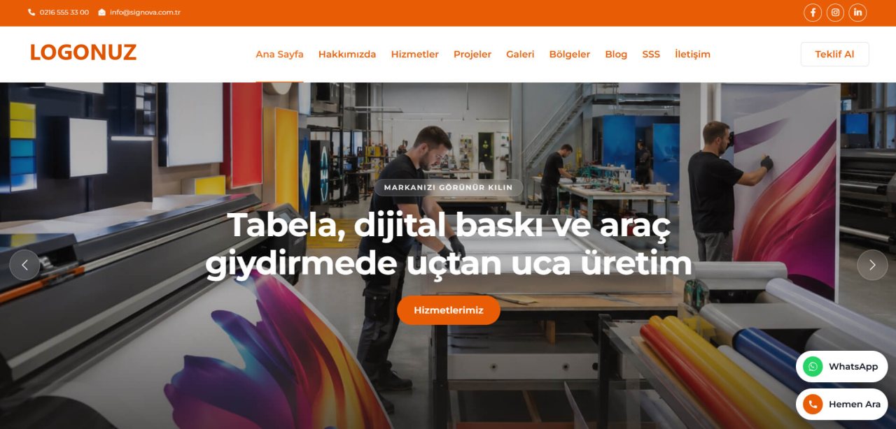 Reklam & Tabela Web Sitesi Tasarımı örnek ekran görüntüsü