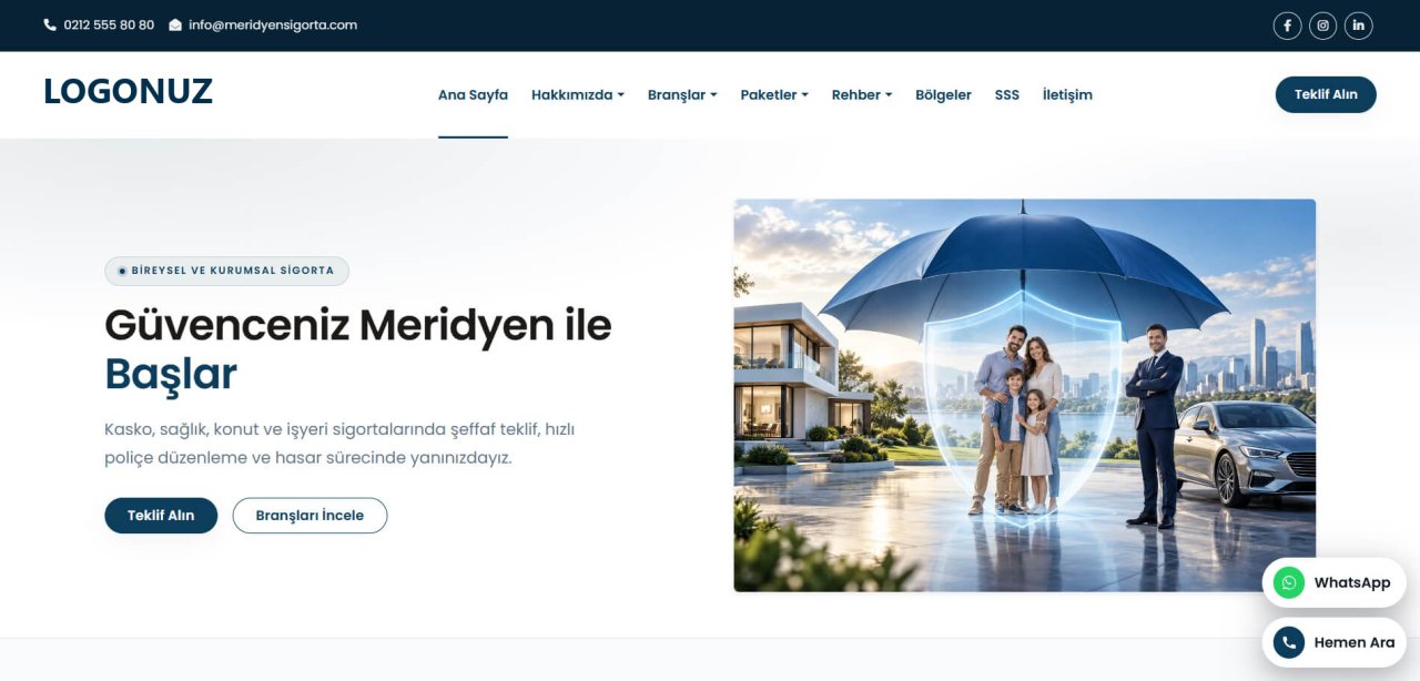 Sigorta Şirketi Web Sitesi Tasarımı örnek ekran görüntüsü