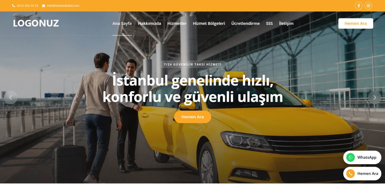 Taksi Web Sitesi Tasarımı örnek ekran görüntüsü