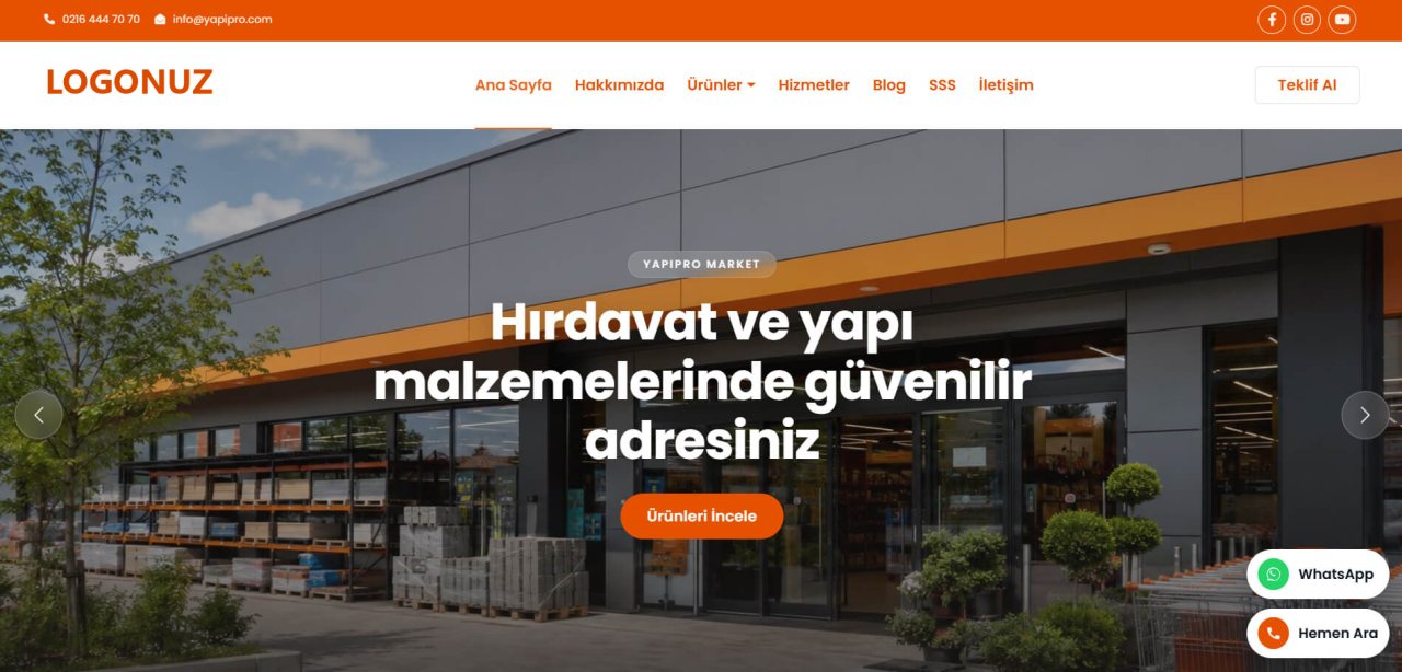 Yapı Market Web Sitesi Tasarımı örnek ekran görüntüsü